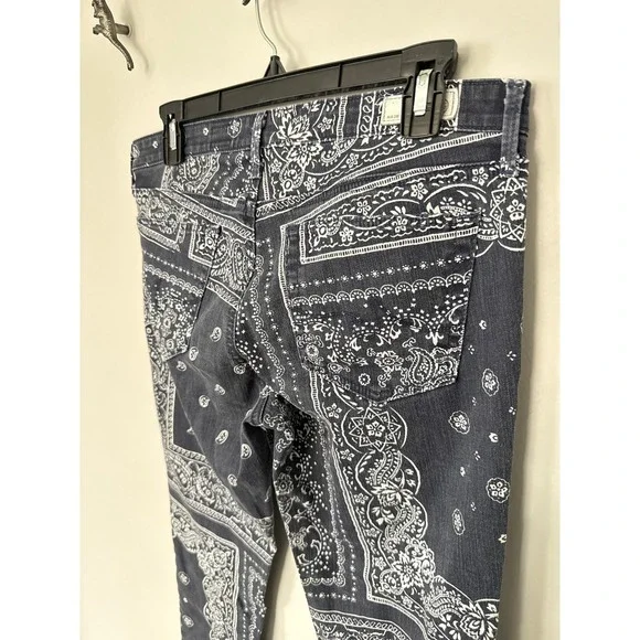AG Adriano Goldschmied The Legging Ankle Skinny Jean Paisley Print Blue Size 30R - Picture 5 of 10